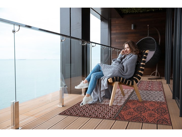 Dywan na taras zewnętrzny Mieszanka stylów Prostokątny 80x120 cm Dywany Pomieszczenie Balkon i taras 60x90 cm Winyl Kolor Bordowy