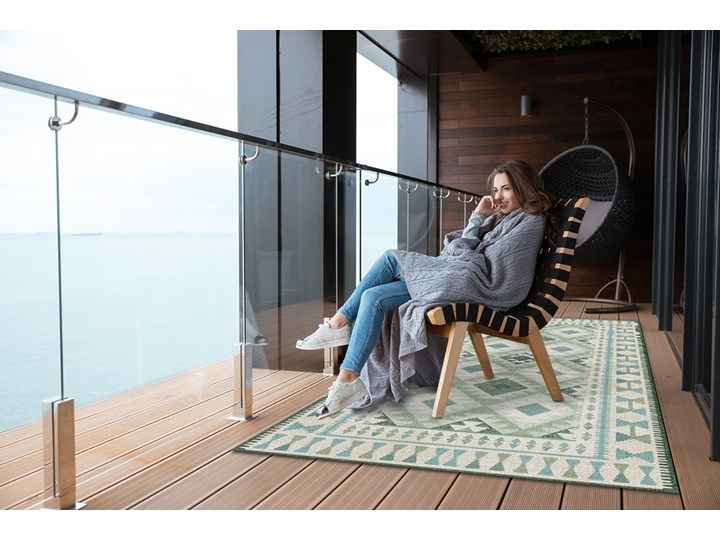 Nowoczesny dywan na balkon wzór Zielone romby Dywany Winyl 60x90 cm 80x120 cm Prostokątny Pomieszczenie Salon Kolor Miętowy