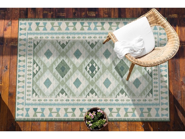 Nowoczesny dywan na balkon wzór Zielone romby Prostokątny Pomieszczenie Sypialnia Winyl Dywany 80x120 cm 60x90 cm Pomieszczenie Przedpokój