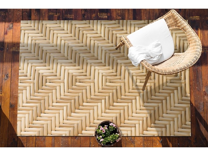 Tarasowy dywan zewnętrzny Wiklinowa tekstura Dywany 60x90 cm 80x120 cm Winyl Prostokątny Pomieszczenie Sypialnia