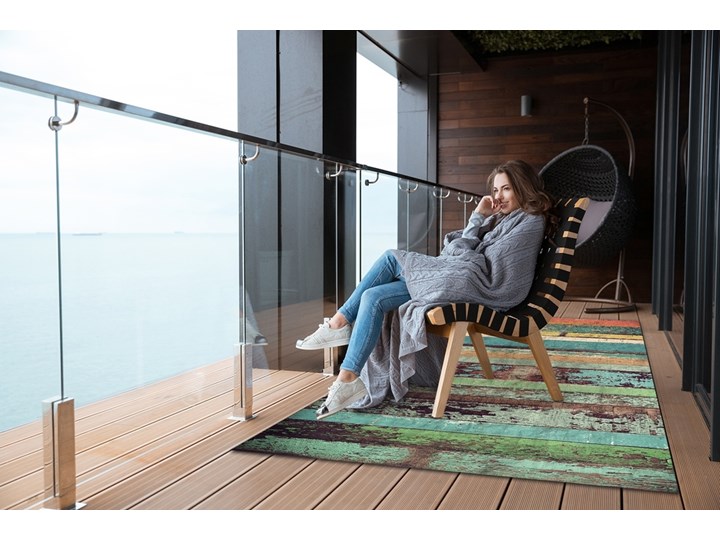 Dywan na taras do ogrodu na balkon Kolorowe deski Prostokątny Dywany 60x90 cm 80x120 cm Winyl Pomieszczenie Przedpokój
