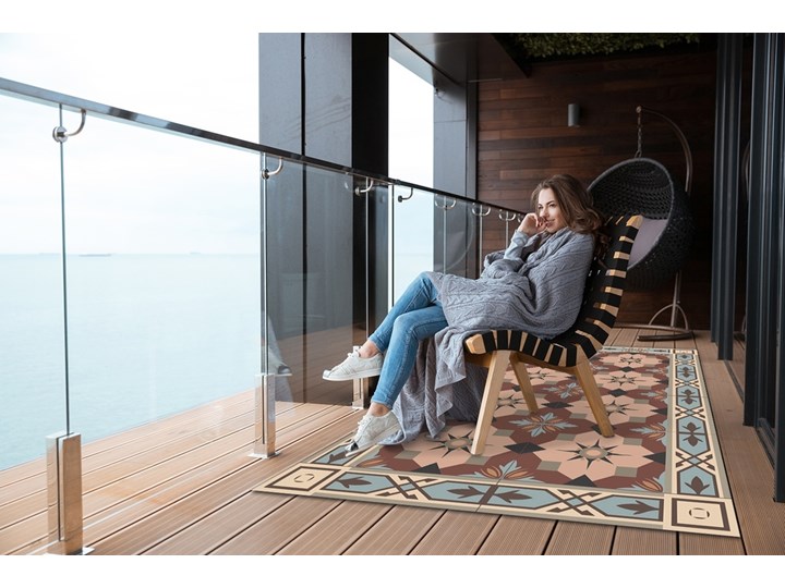 Tarasowy dywan zewnętrzny Geometryczne kafle 60x90 cm 80x120 cm Winyl Dywany Prostokątny Pomieszczenie Balkon i taras