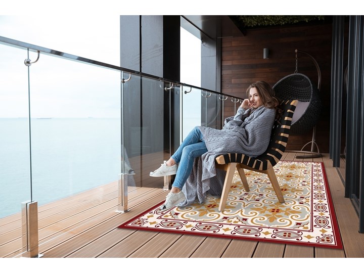 Nowoczesny dywan outdoor wzór Orientalny styl Winyl 80x120 cm Dywany 60x90 cm Kategoria Dywany Prostokątny Kolor Bordowy