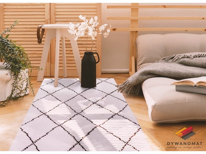 Dywan winylowy do domu Czarne linie wzór Syntetyk Kolor Czarny 60x90 cm Poliester Dywany 80x120 cm Kategoria Dywany