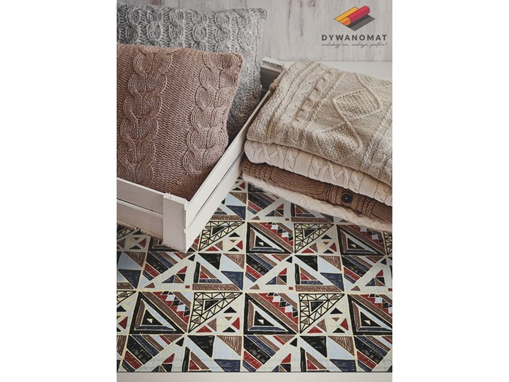 Modny dywan winylowy Geometryczna mozaika Syntetyk 60x90 cm Dywany Kategoria Dywany 80x120 cm Kolor Czarny