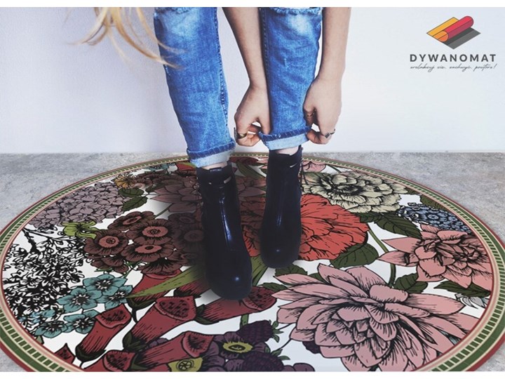 Modny winylowy dywan różnorodne kwiaty 70x70 cm Dywany Kategoria Dywany Syntetyk 50x50 cm 100x100 cm 60x60 cm Poliester 90x90 cm 80x80 cm Kolor Brązowy