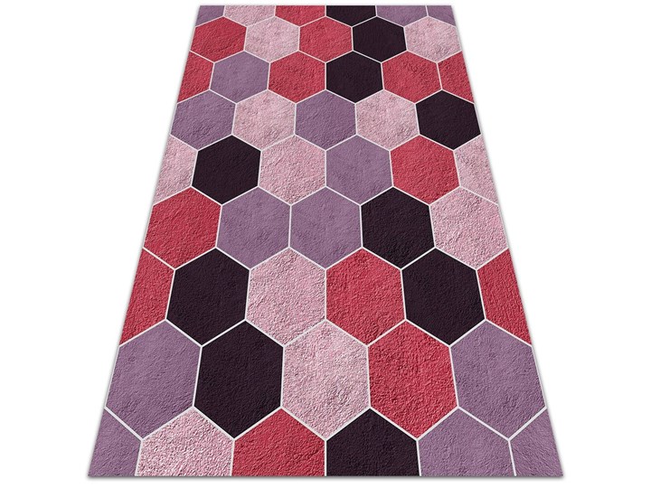 Modny dywan winylowy Teksturalne hexagony 80x120 cm Poliester Syntetyk 60x90 cm Kategoria Dywany Dywany Kolor Różowy