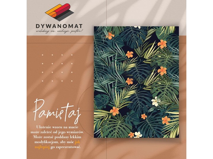 Dywan winylowy do domu Tropikalne liście Kategoria Dywany 60x90 cm Dywany 80x120 cm Kolor Szary