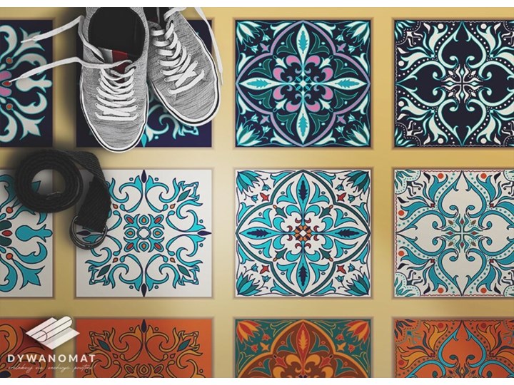 Dywan winylowy do domu Greckie kafelki Kategoria Dywany Syntetyk Dywany 60x90 cm Poliester 80x120 cm Kolor Biały