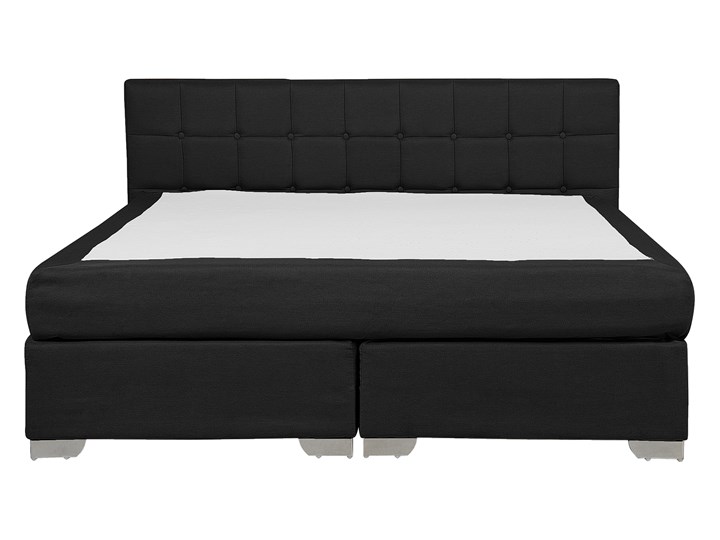 Łóżko kontynentalne czarne tapicerowane 160 x 200 cm dwuosobowe z materacem i pikowanym zagłówkiem Kategoria Łóżka do sypialni Łóżko tapicerowane Kolor Czarny