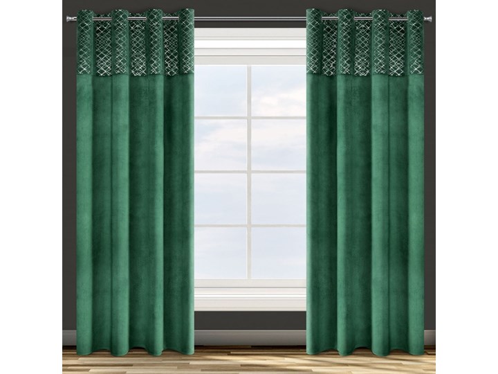 Zasłona welwetowa 140x250 Eurofirany Suzi srebrna ciemna zielona Poliester 140x250 cm Typ Zasłony gotowe Kolor Zielony