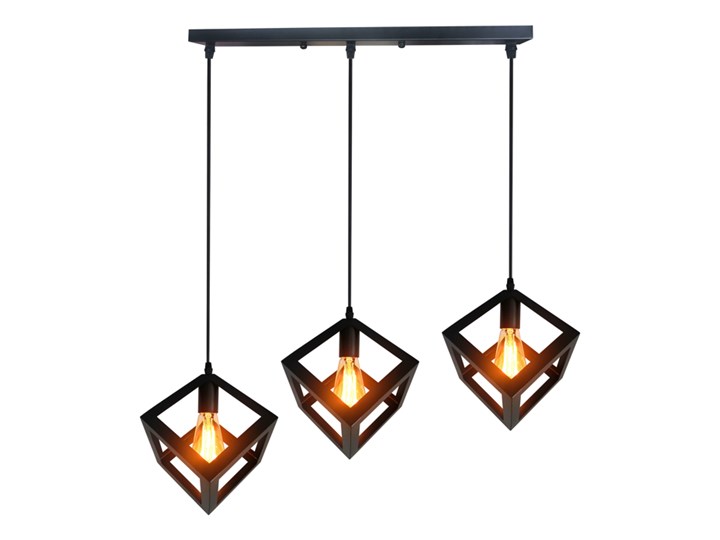 Lampa wisząca FERRUM SORO 3xE27 żelazna czarna matowa EDO777191 EDO Metal Lampa inspirowana Szkło Lampa z kloszem Stal Tkanina Pomieszczenie Kuchnia