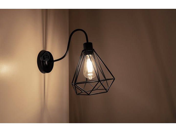 Kinkiet ścienny LOFT ALAMBRA CORTO E27 czarny EDO777194 EDO Szkło Drewno Kinkiet z kloszem Tkanina Styl Skandynawski Metal Kinkiet dekoracyjny Styl Nowoczesny