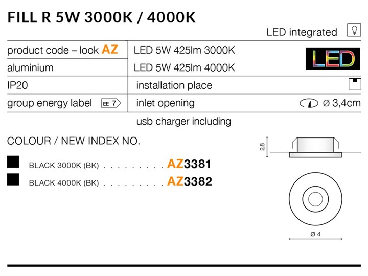 Fill 5W R 4000K Oprawa led Kategoria Oprawy oświetleniowe