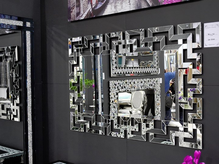 Lustro rama z luster wzór Grecco Mirror Glamur Lustro bez ramy Ścienne Prostokątne Pomieszczenie Sypialnia