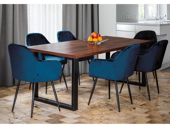 Stół loftowy rozkładany - 160x260x90 - FIORD - Ciemny orzech Płyta MDF Wysokość 75 cm Długość 160 cm Sosna Styl Industrialny Tworzywo sztuczne Metal Szerokość 260 cm Kolor Brązowy