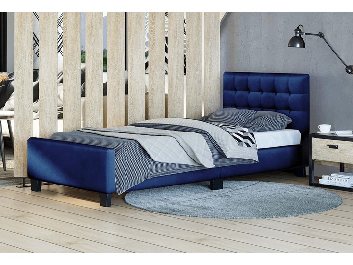 ŁÓŻKO TAPICEROWANE 90X200 SF942 WELUR NIEBIESKI Kolor Granatowy Rozmiar materaca 90x200 cm