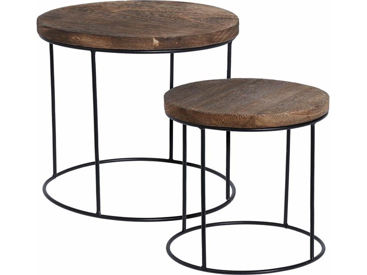 Loftowy zestaw stolików kawowych - Remos Wysokość 25 cm Styl Rustykalny