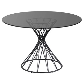 Stół okrągły czarny szklany blat metalowe nogi Ø120x76 cm