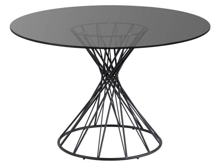 Stół Niut ∅120 cm czarny blat szklany Szkło Metal Styl Glamour