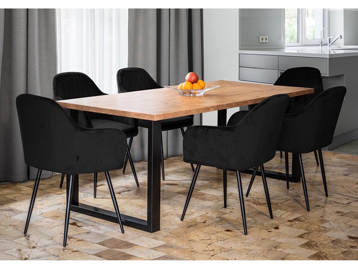 Stół do jadalni skandynawski FIORD / Dąb Metal Szerokość 90 cm Wysokość 75 cm Drewno Styl Nowoczesny Pomieszczenie Stoły do salonu