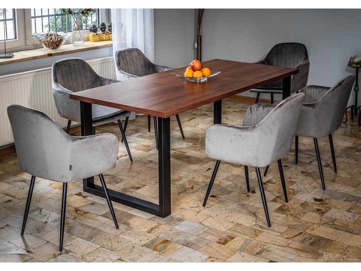 Rozkładany stół jadalniany FIORD / Ciemny orzech Szerokość 90 cm Wysokość 75 cm Rozkładanie Metal Drewno Pomieszczenie Stoły do kuchni