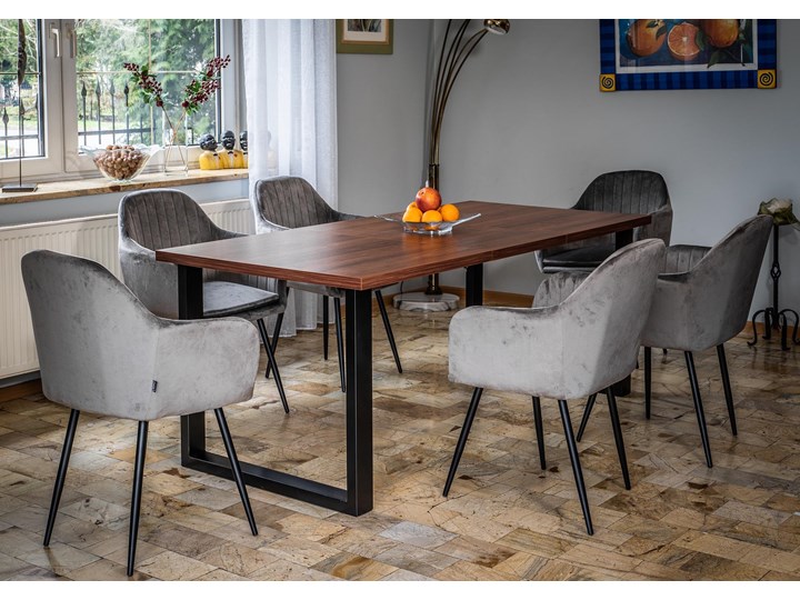 Rozkładany stół jadalniany FIORD / Ciemny orzech Metal Pomieszczenie Stoły do kuchni Szerokość 90 cm Drewno Wysokość 75 cm Pomieszczenie Stoły do jadalni