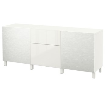 IKEA BESTÅ Kombinacja z szufladami, Laxviken biały/Selsviken połysk/biel, 180x40x74 cm