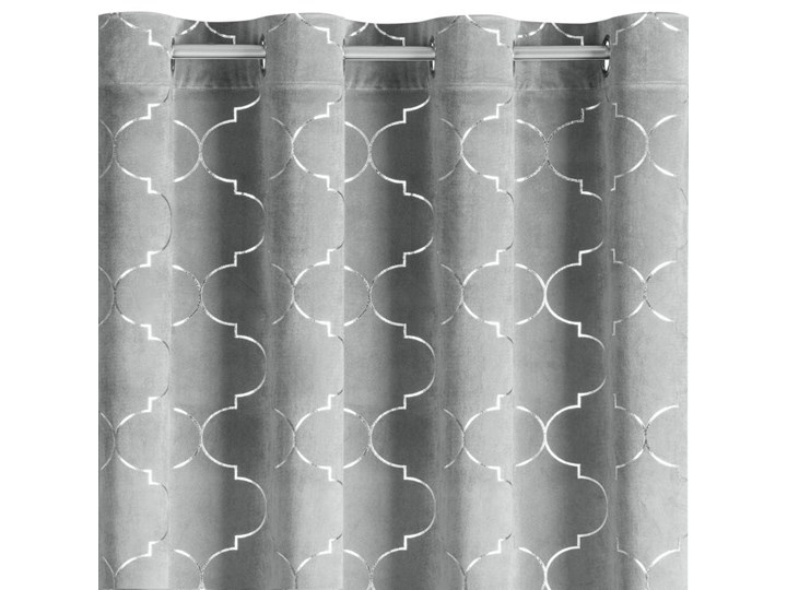 Nowoczesna Zasłona z Marokańskim Wzorem 140x250cm - Srebrny - Przelotki Mocowanie Kółka Poliester 140x250 cm Mocowanie Szelki