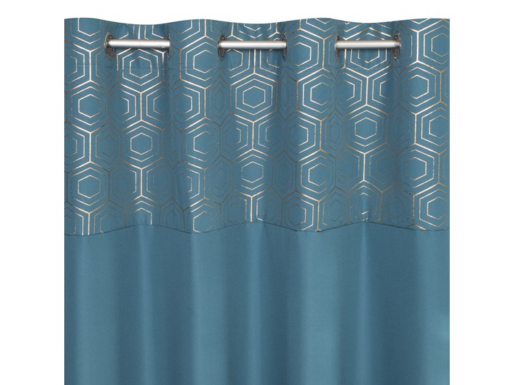 Zasłona Gotowa Dafne 140x250cm - Złoty/Niebieski - Przelotki 140x250 cm Poliester Wzór Nadruk Typ Zasłony gotowe