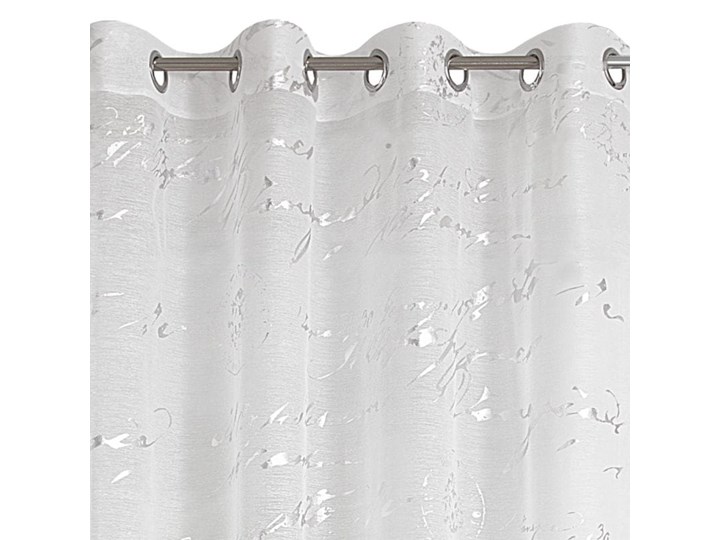 Zasłona Cecily 140x250cm - Biały/Srebrny - Przelotki Wzór Nadruk 140x250 cm Poliester Mocowanie Kółka