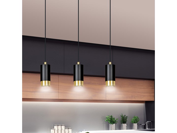 FUMIKO 3 BLACK-GOLD 817/3 designerski spot wiszący czarne tuby złote dodatki Metal Lampa LED Styl Nowoczesny