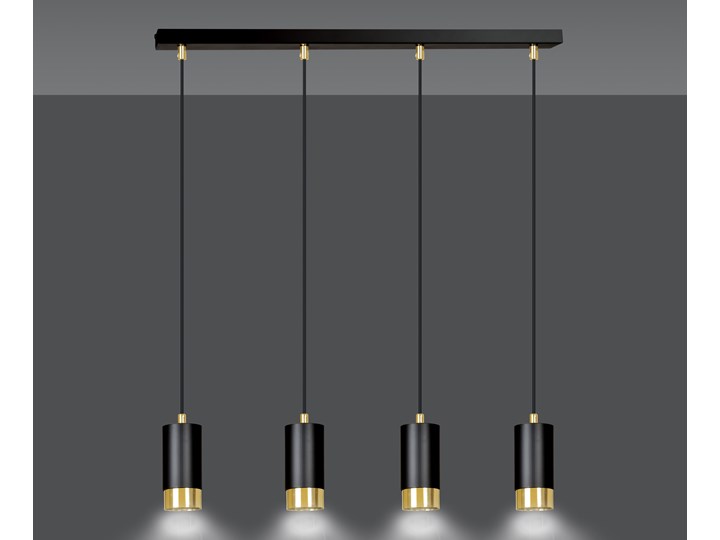 FUMIKO 4 BLACK-GOLD 817/4 designerski spot wiszący czarne tuby złote dodatki Metal Lampa LED Kolor Czarny Styl Nowoczesny