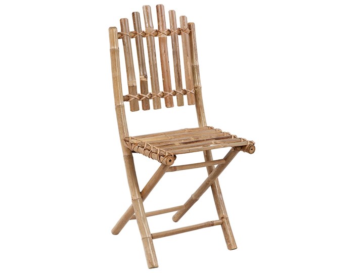 vidaXL Składane krzesła ogrodowe z poduszkami, 2 szt., bambusowe Drewno Tworzywo sztuczne Kolor Czarny Krzesło składane Kolor Brązowy