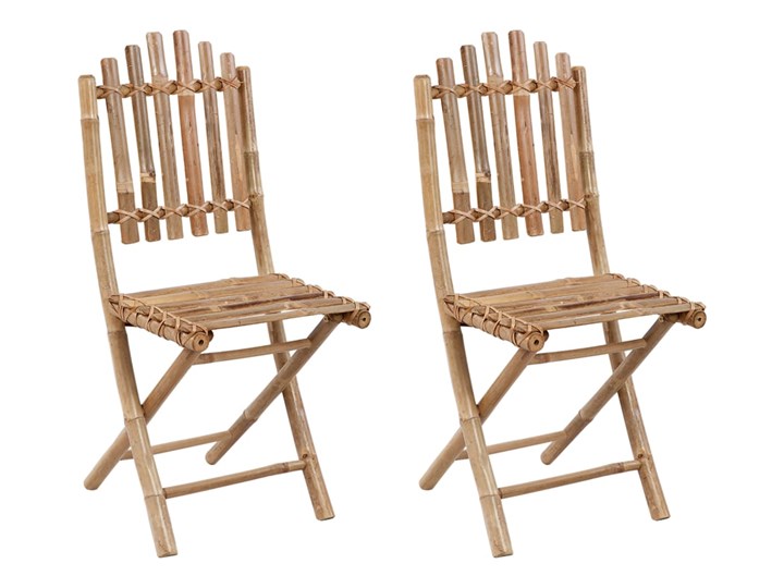 vidaXL Składane krzesła ogrodowe z poduszkami, 2 szt., bambusowe Krzesło składane Drewno Tworzywo sztuczne Kolor Khaki Kolor Beżowy
