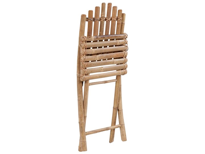 vidaXL Składane krzesła ogrodowe z poduszkami, 2 szt., bambusowe Krzesło składane Tworzywo sztuczne Drewno Kolor Beżowy
