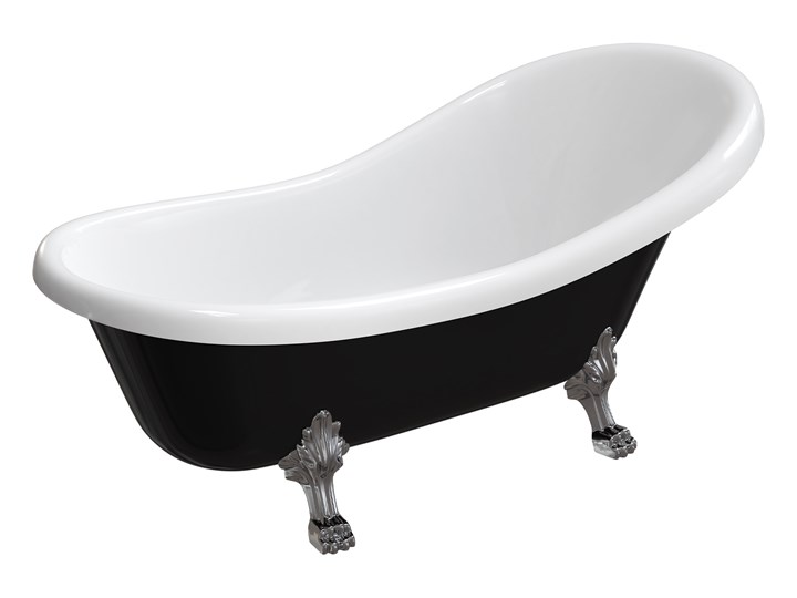 Atena Comfort Marble+ wanna wolnostojąca biały/czarny połysk 174 cm ATENA174BCP