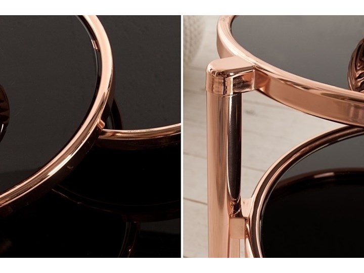 Stolik Art Deco 3 Rozkładany Wysokość 43 cm Stal Szkło Kształt blatu Okrągłe