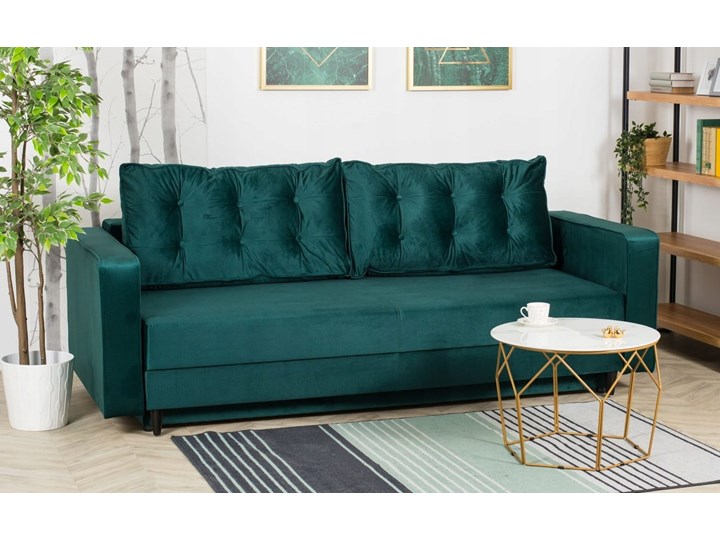 Sofa Rozkładana BRAVOS Funkcja Spania Pojemnik Butelkowa Zieleń Pomieszczenie Salon