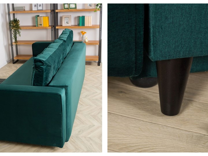 Sofa Rozkładana BRAVOS Funkcja Spania Pojemnik Butelkowa Zieleń Typ Gładkie Materiał obicia Tkanina