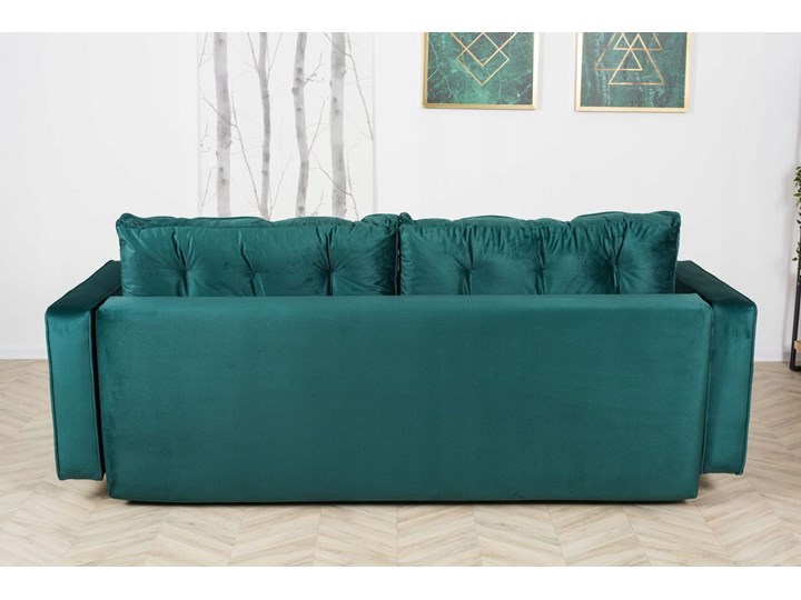Sofa Rozkładana BRAVOS Funkcja Spania Pojemnik Butelkowa Zieleń Materiał obicia Tkanina