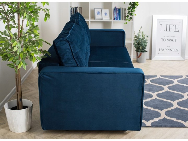 Sofa Rozkładana BRAVOS Funkcja Spania Pojemnik Granat Materiał obicia Tkanina