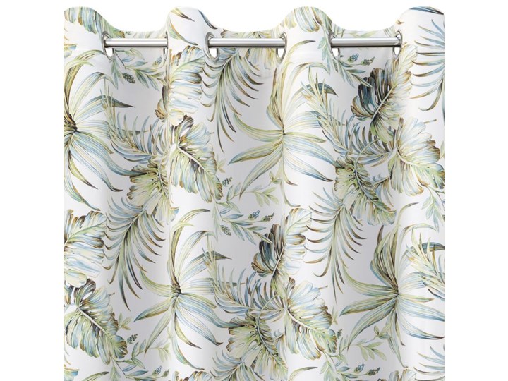 Zasłona Welwetowa Borneo 135x250cm - Biały/Zielony - Przelotki Poliester 135x250 cm Bawełna 140x250 cm Typ Zasłony gotowe