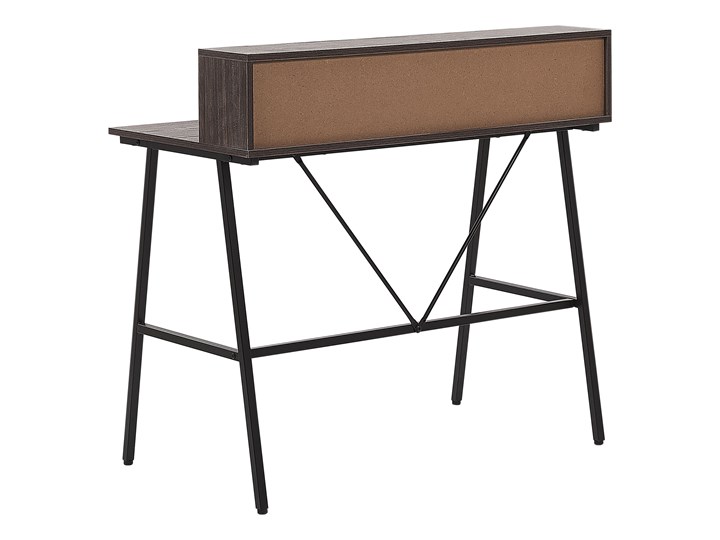 Biurko ciemne drewno płyta 100 x 50 cm czarna metalowa rama z półkami Płyta MDF Głębokość 100 cm Sekretarzyk Szerokość 100 cm Pomieszczenie Biuro