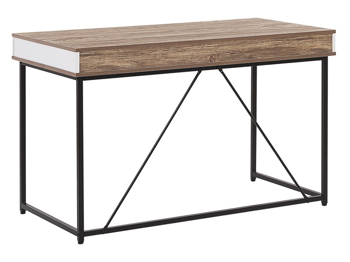 Biurko jasne drewno płyta 120 x 60 cm czarna metalowa rama 3 szuflady konsola Szerokość 120 cm Płyta MDF Biurko konsola Kategoria Biurka