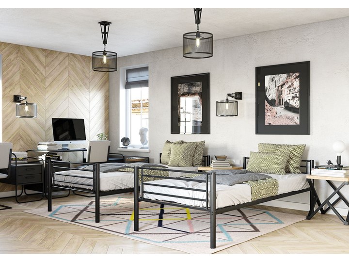 ŁÓŻKO METALOWE PIĘTROWE ROZKŁADANE 80x200 - HADSON - CZARNY Rozmiar materaca 80x200 cm Łóżko piętrowe Kategoria Łóżka dla dzieci