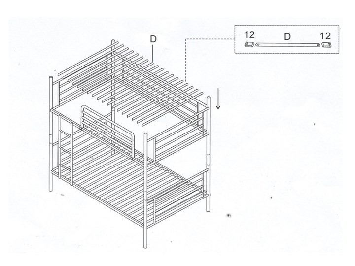 ŁÓŻKO METALOWE PIĘTROWE ROZKŁADANE 80x200 - HADSON - CZARNY Łóżko piętrowe Rozmiar materaca 80x200 cm