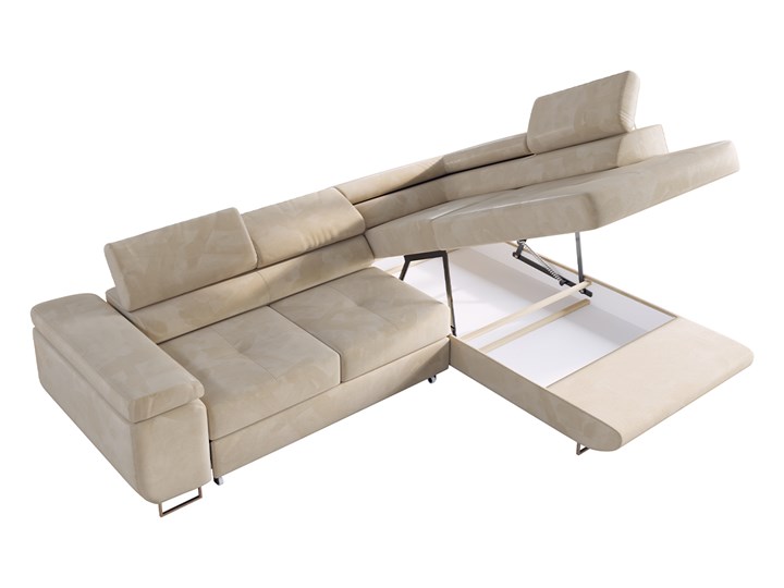 Nowoczesny narożnik Gustaw do salonu z rozkładaną funkcją spania Wysokość 68 cm Materiał obicia Tkanina Głębokość 205 cm Prawostronne Szerokość 275 cm Nóżki Bez nóżek