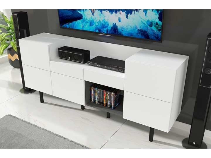 Nowoczesna duża biała komoda Skandica TORRA / 180 cm Szerokość 90 cm Głębokość 40 cm Płyta laminowana Płyta MDF Kolor Biały