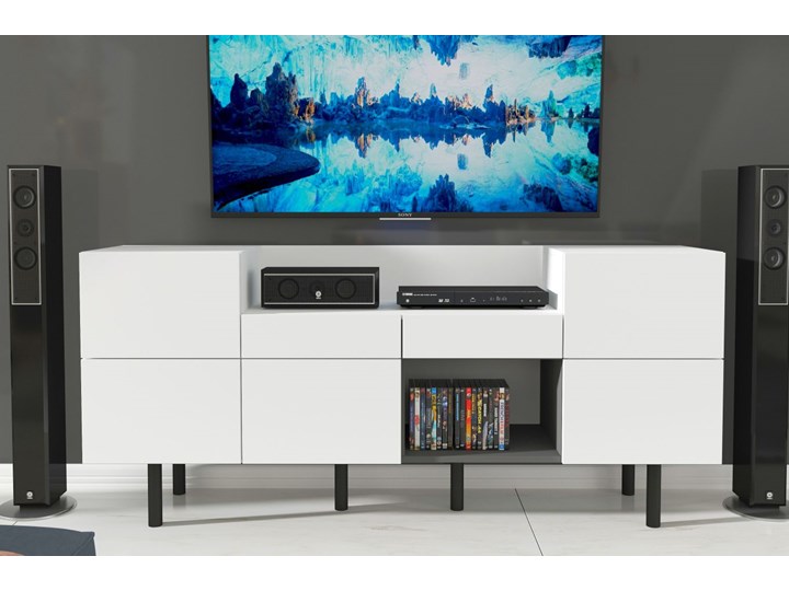 Nowoczesna duża biała komoda Skandica TORRA / 180 cm Szerokość 90 cm Płyta laminowana Płyta MDF Głębokość 40 cm Pomieszczenie Salon
